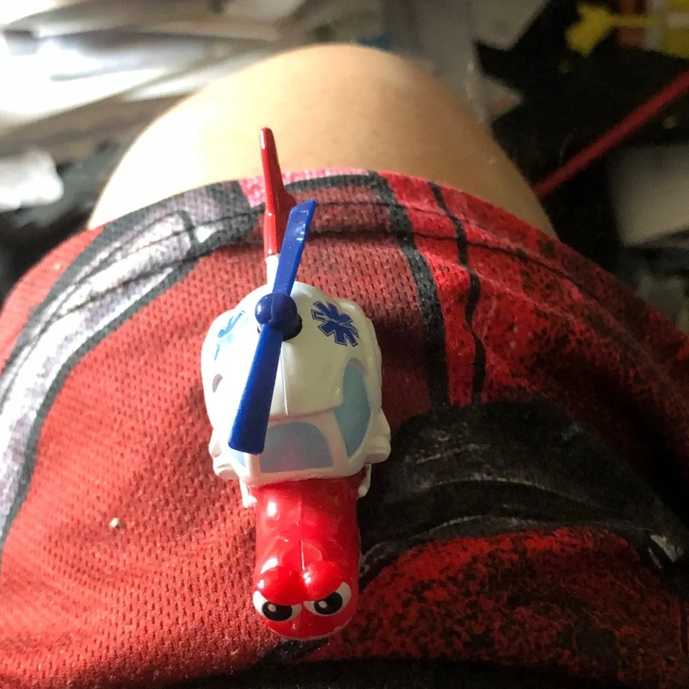 Red & White Toy Ambulance Helicopter Figure